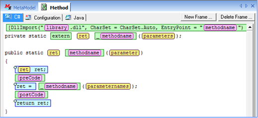 Abgeleitetes Code Pattern, Frame für C#